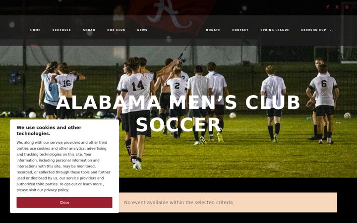 Screenshot of alabamamenssoccer.com
