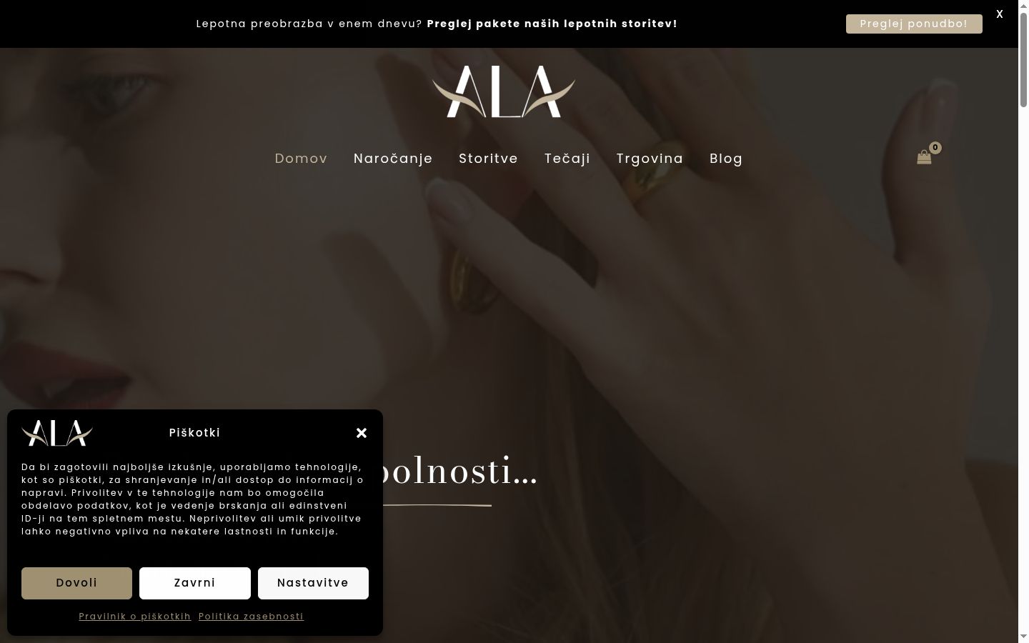 Screenshot del banner di consenso mostrato prima di qualsiasi interazione