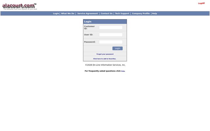 Screenshot of alacourt.com