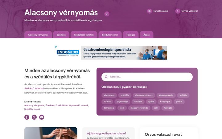Screenshot of alacsony-vernyomas-szedules.hu