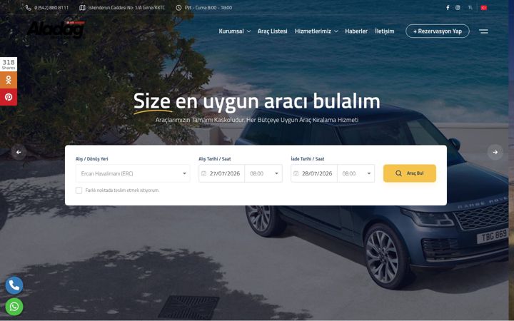 Screenshot of aladagrentacar.com