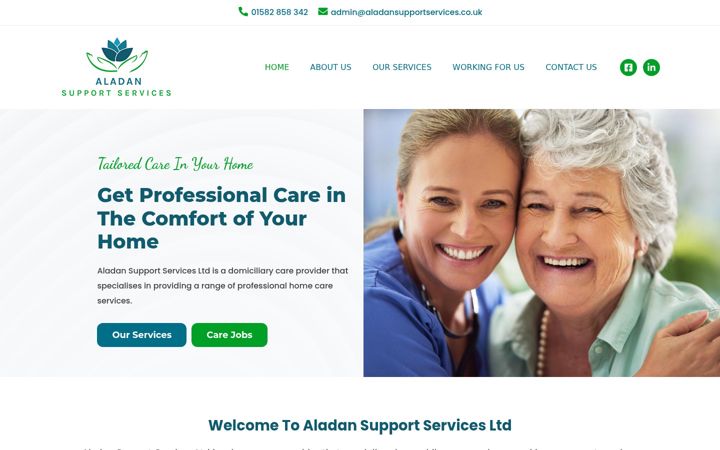 Screenshot stránky aladansupportservices.co.uk