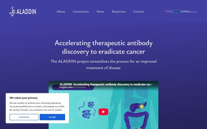 Screenshot of aladdin-project.eu