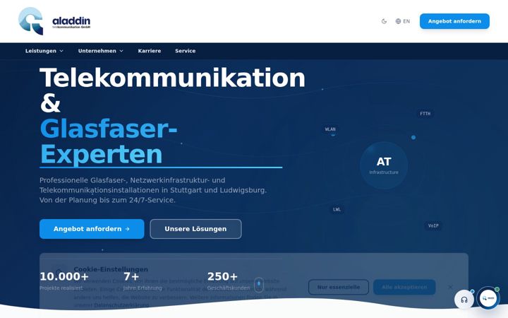 Screenshot of aladdin-telekommunikation.de
