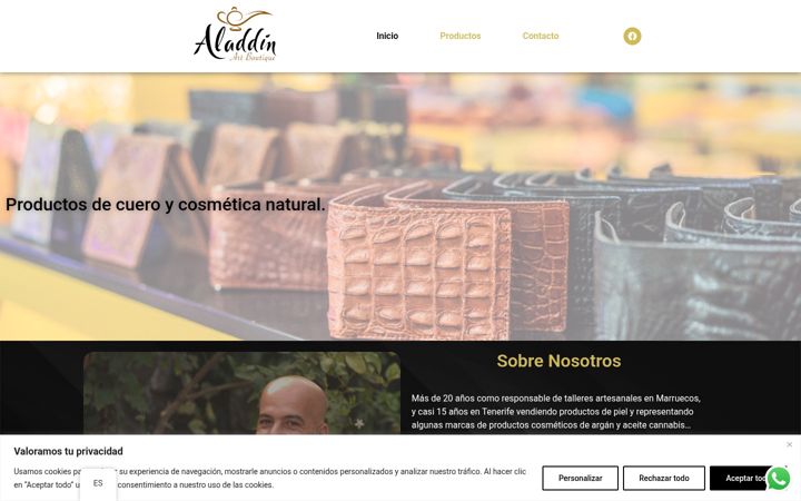 Screenshot of aladdinartboutique.com