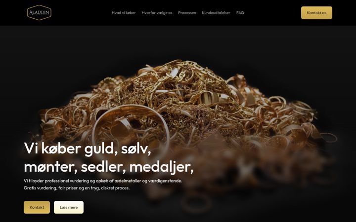 Screenshot of aladdinguld.dk