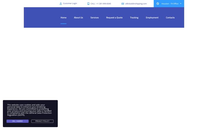 Screenshot di aladdinshipping.com