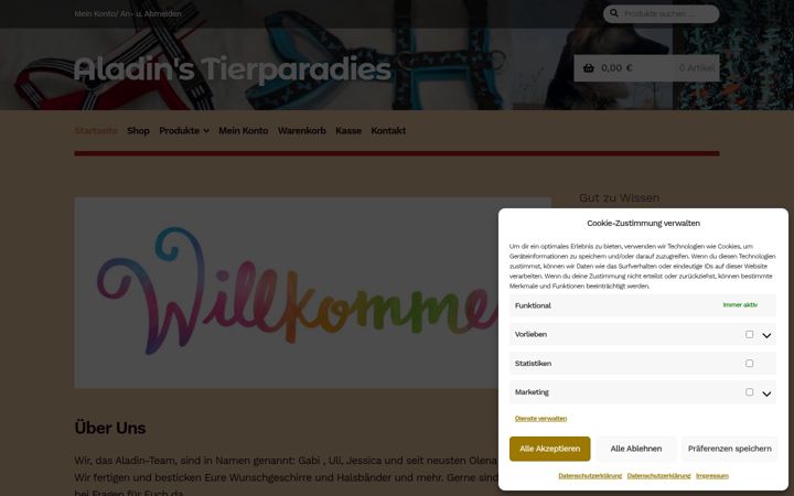 Screenshot von aladins-tierparadies.de