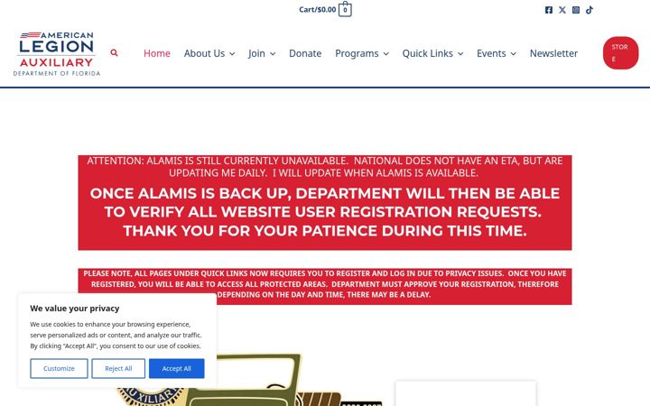 Screenshot von alafl.org