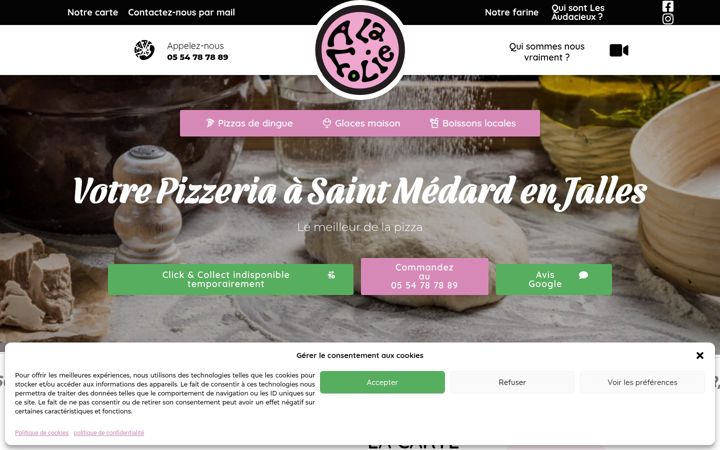 Screenshot of alafolie-pizzeria.fr