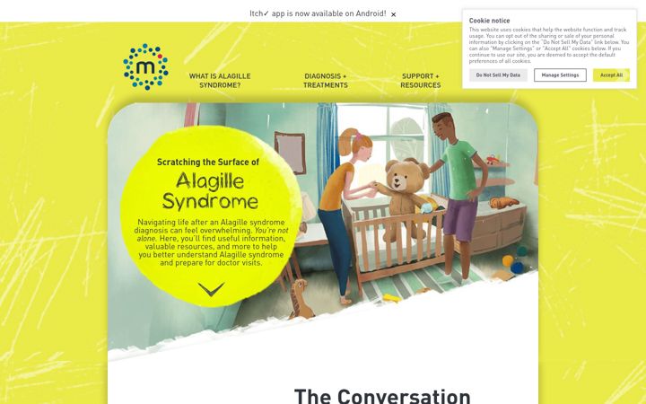 Screenshot of alagillesyndrome.com