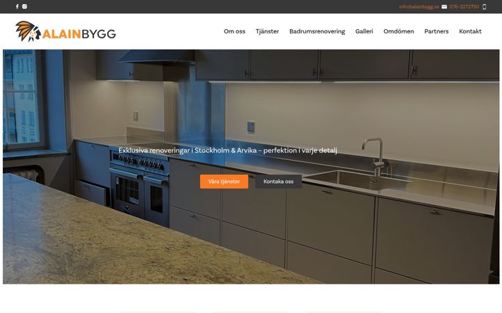 Screenshot of alainbygg.se