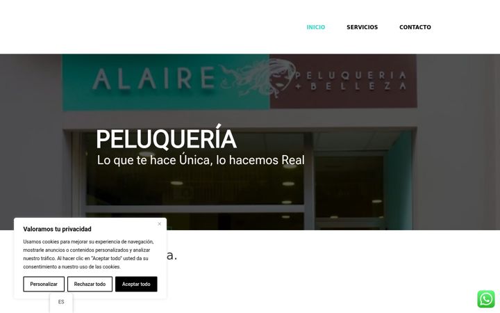 Screenshot of alairepeluqueriaybelleza.es