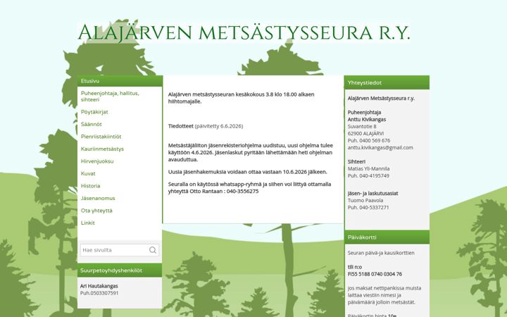 Ekrano kopija alajarvenmetsastysseura.fi