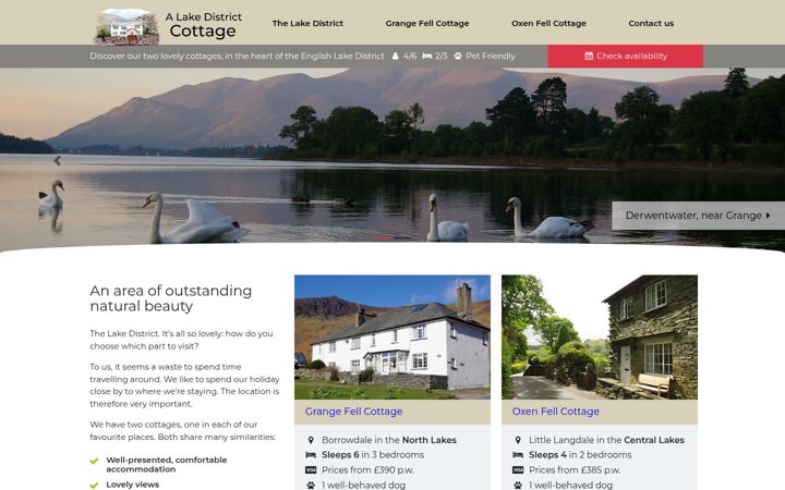 Screenshot of alakedistrictcottage.co.uk