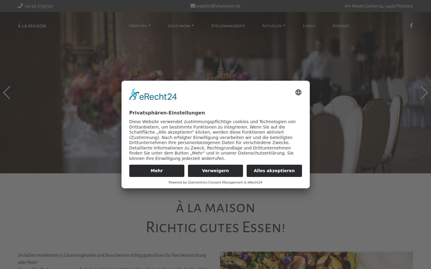 Capture d'écran de la bannière de consentement affichée avant toute interaction
