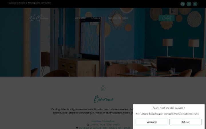 Screenshot of alamaisonrestaurant.fr