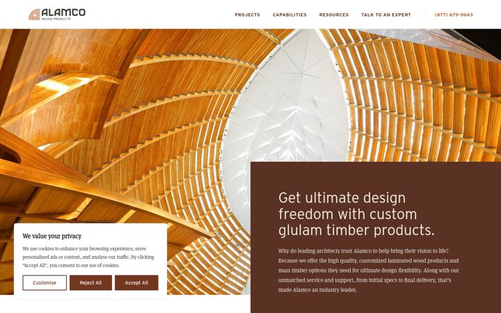 Snímek obrazovky alamcowood.com