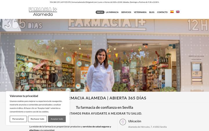 Snímek obrazovky alamedafarmacia.com
