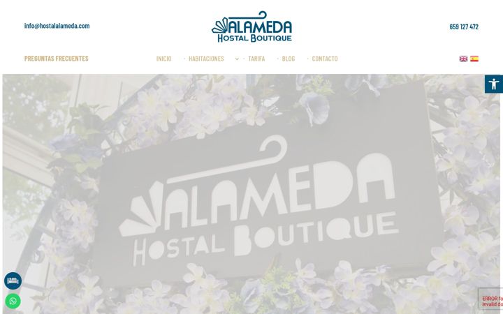 Screenshot of alamedahostalboutique.es