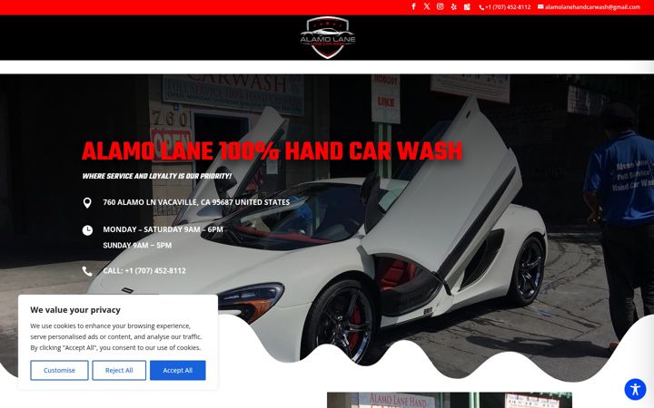 Screenshot of alamolanehandcarwash.com
