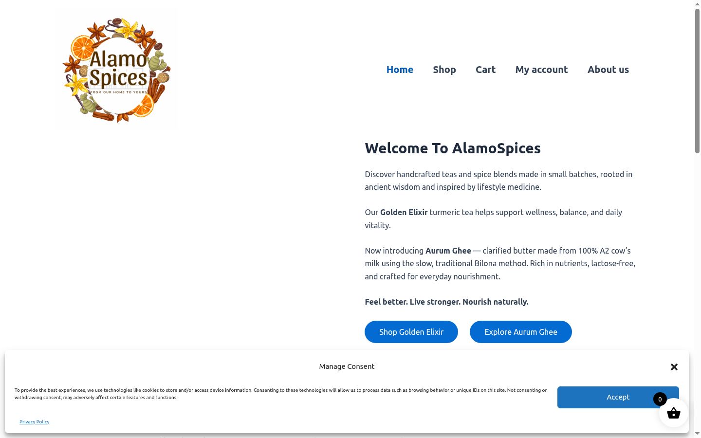 Screenshot del banner di consenso mostrato prima di qualsiasi interazione