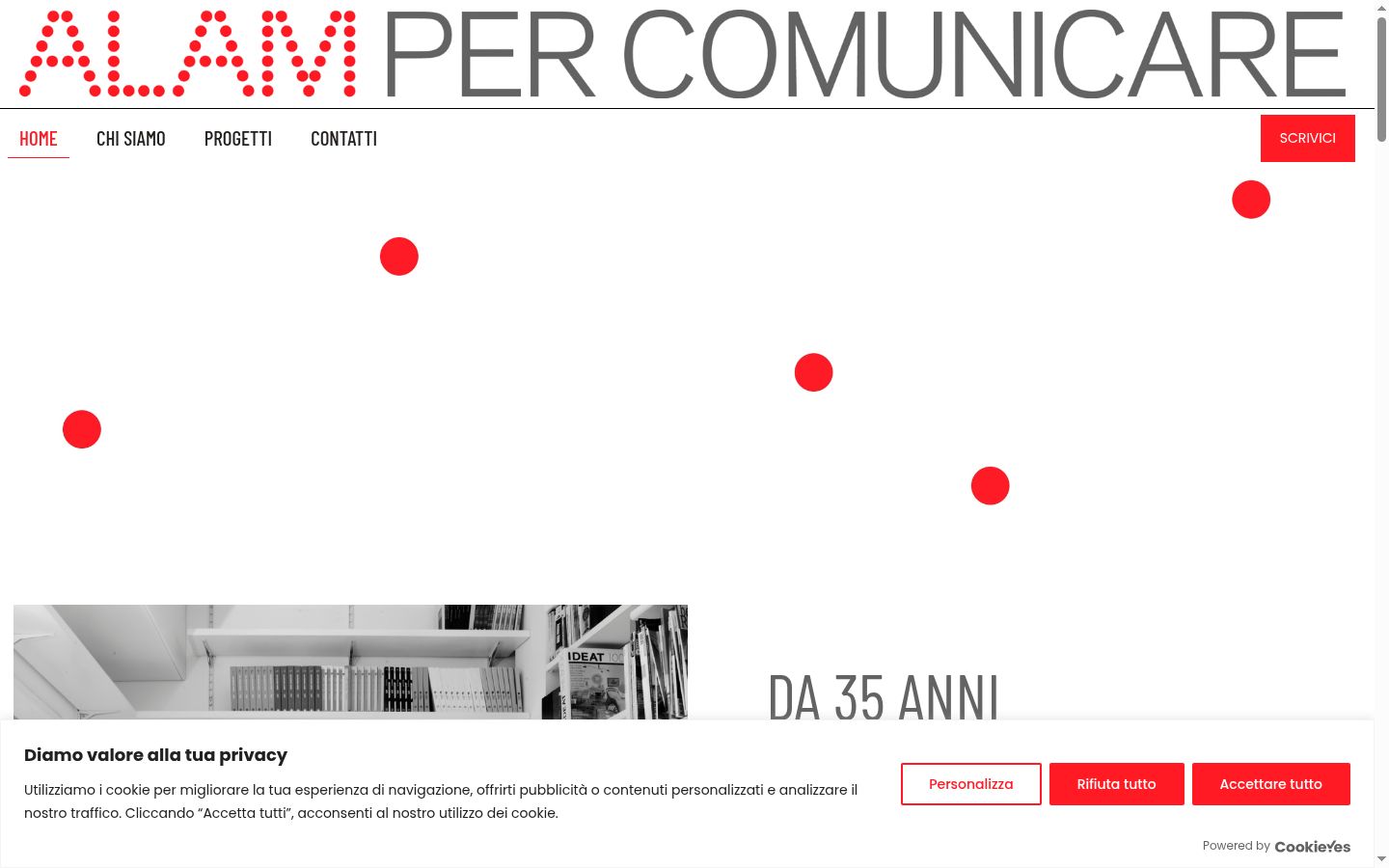 Screenshot del banner di consenso mostrato prima di qualsiasi interazione