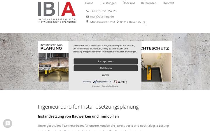 Screenshot of alan-instandsetzungsplanung.de