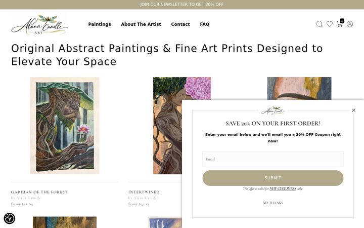 Screenshot of alanacamilleart.com