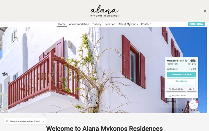 Screenshot of alanamykonos.gr