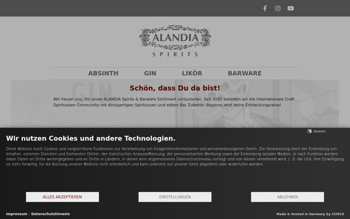 Ekraanipilt saidist alandia-spirits.com