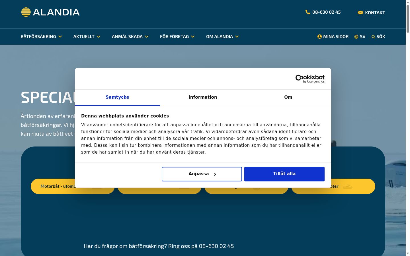 Captura de pantalla del banner de consentimiento mostrado antes de cualquier interacción