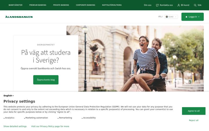 Screenshot of alandsbanken.ax