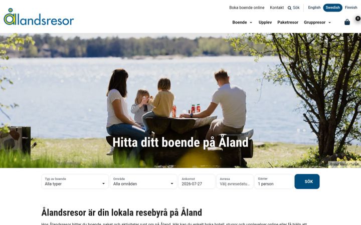 Screenshot di alandsresor.fi