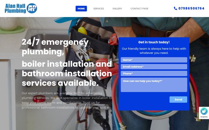 Skärmbild av alanhallemergencyplumbing.co.uk
