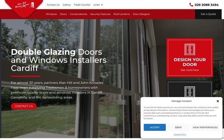 Screenshot of alanhillwindows.co.uk