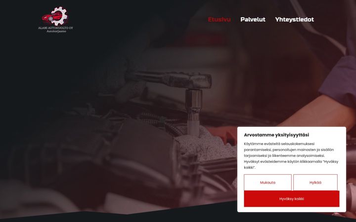 Screenshot of alaniautohuolto.fi