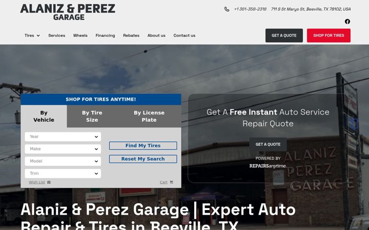 Screenshot of alanizandperezgarage.com