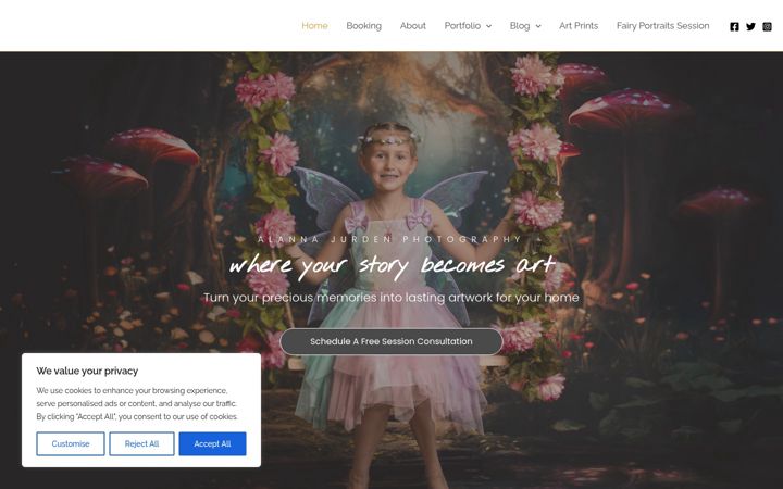 Screenshot of alannajurdenphotography.com