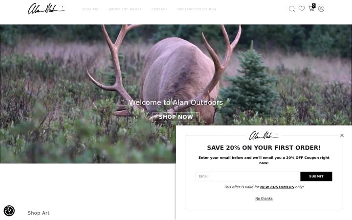 Snímek obrazovky alanoutdoors.com