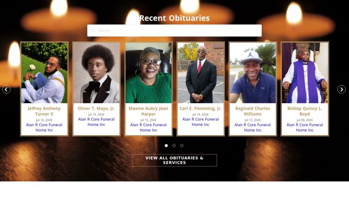 Screenshot of alanrcoretributes.com