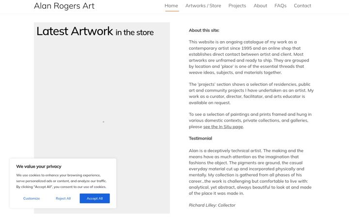 Screenshot of alanrogersart.com