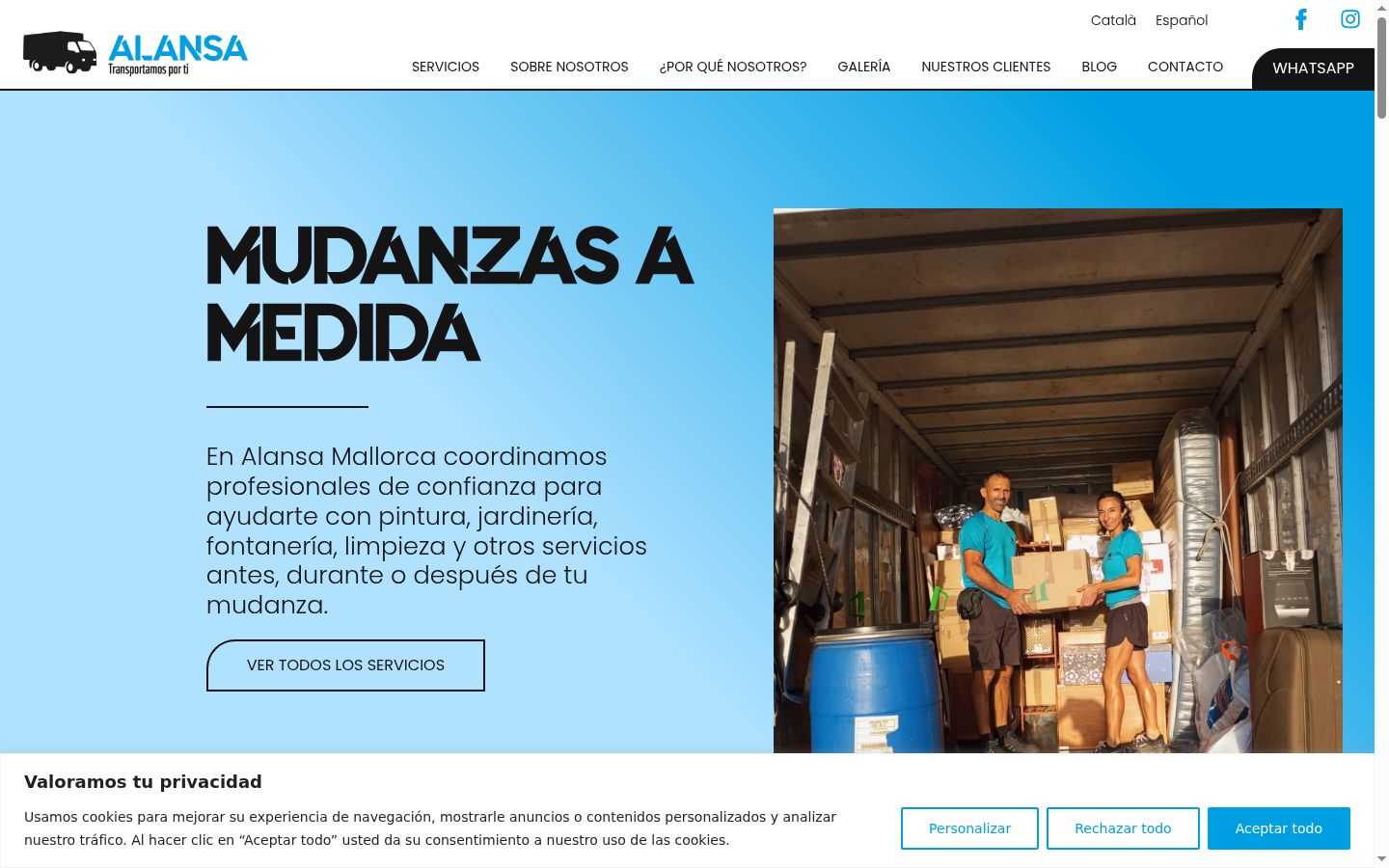 Captura de pantalla del banner de consentimiento mostrado antes de cualquier interacción