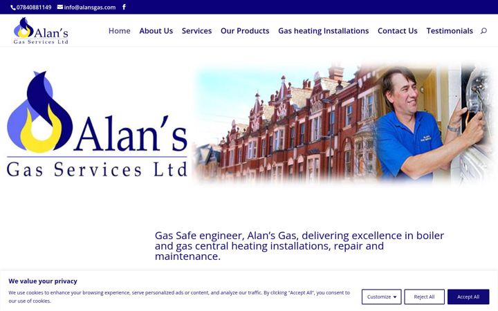 Screenshot of alansgas.com