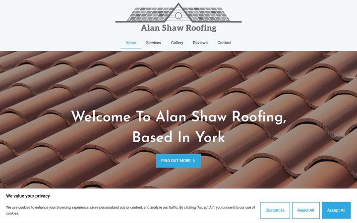 Screenshot of alanshawroofing.co.uk