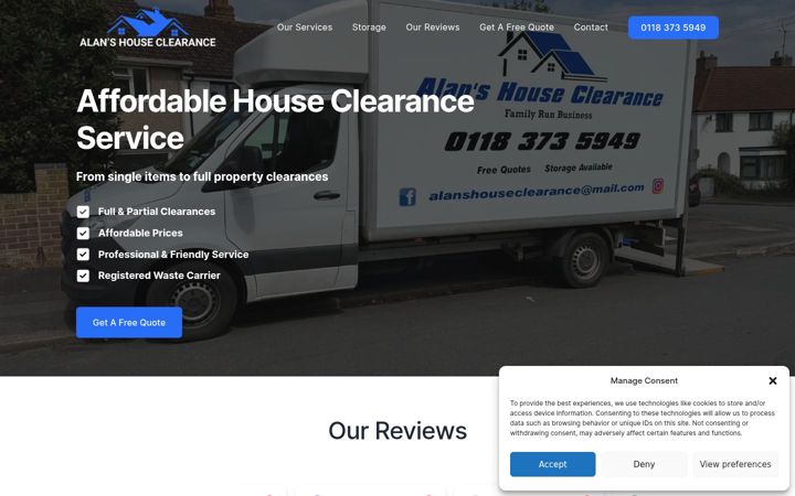 Screenshot of alanshouseclearance.co.uk