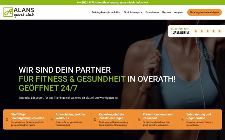 Screenshot of alanssportclub.de