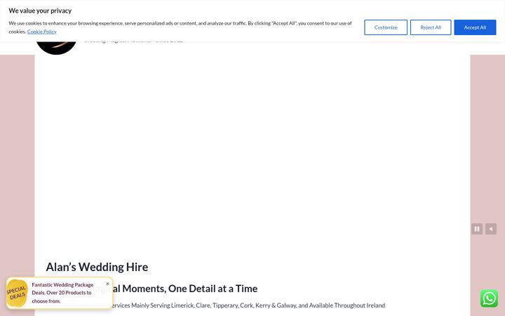 Screenshot of alansweddinghire.ie