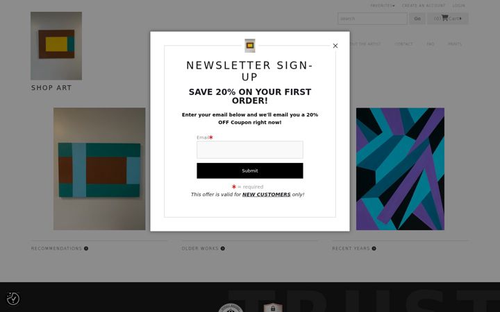 Screenshot of alanvietzeart.com