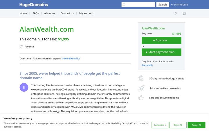 Ekraanipilt saidist alanwealth.com